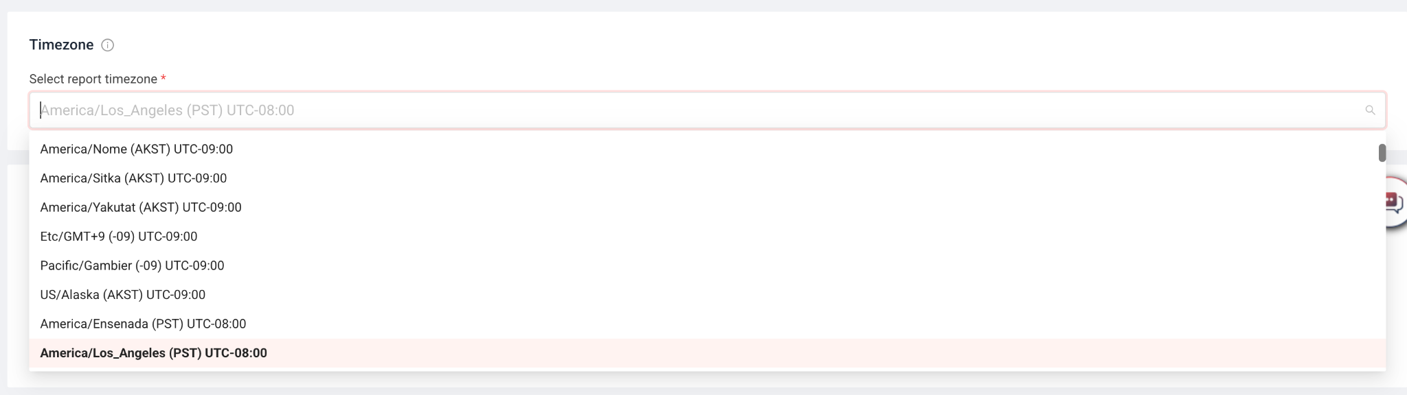 NewsBreak Ads TimeZone Dropdown